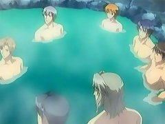 Hentai boys in a warm pool preparing an massive gay orgie